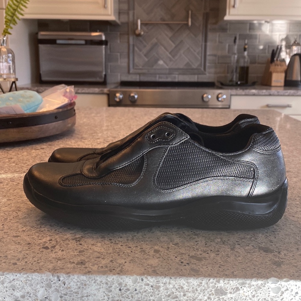 Mens Prada all black cup sneakers